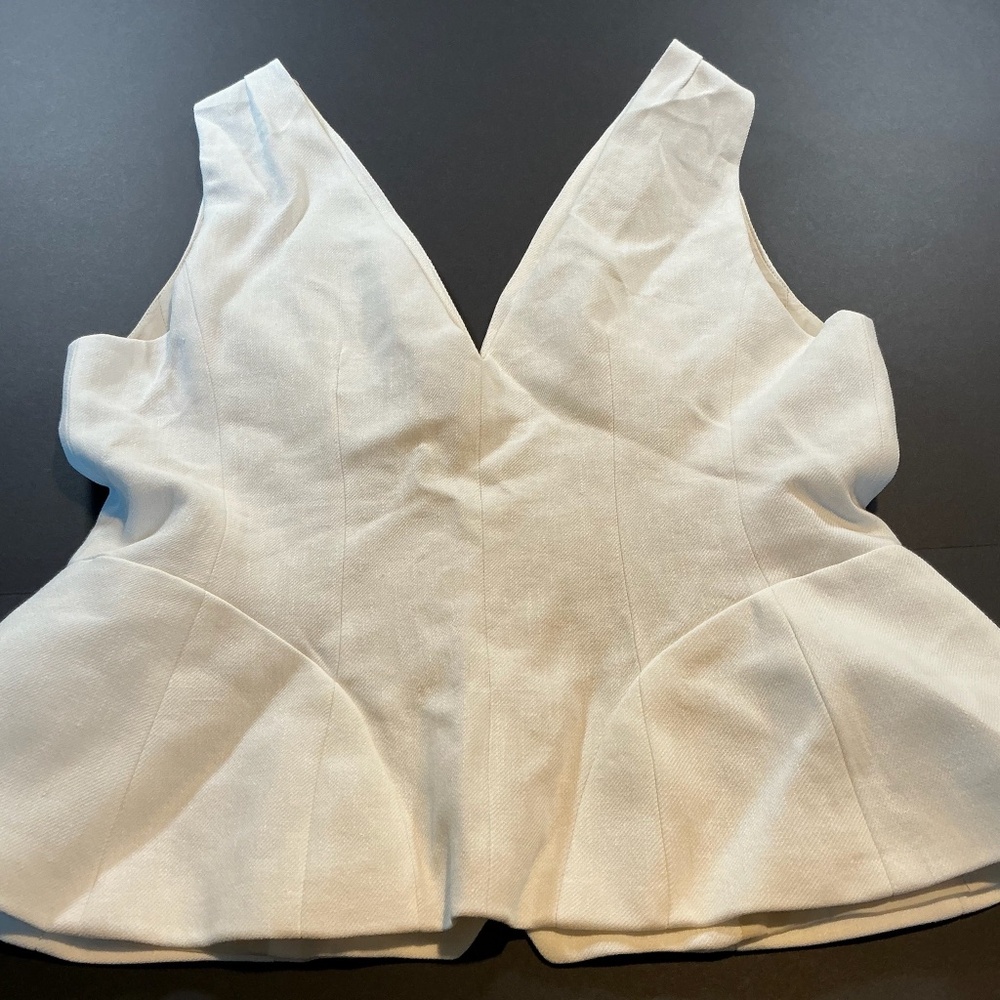 ZARA Linen Ivory Front Button Vest Size XL NWT - Picture 4 of 11